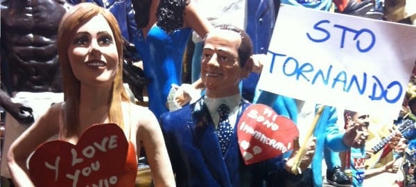 Silvio Berlusconi e Francesca Pascale statuine del presepe