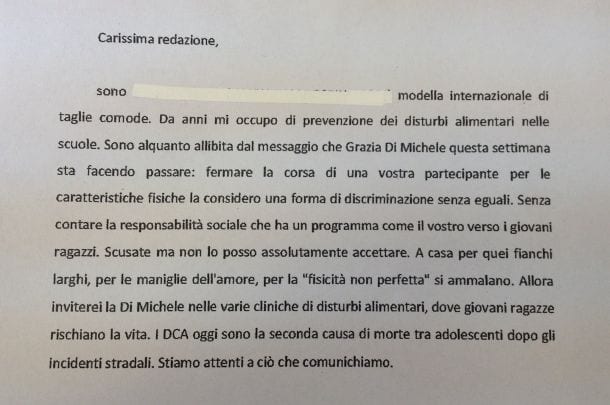 Lettera a Grazia Di Michele
