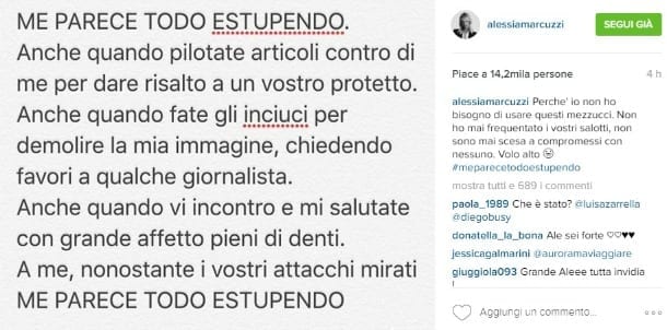 Isola dei Famosi, Alessia Marcuzzi risponde alle critiche su Instagram