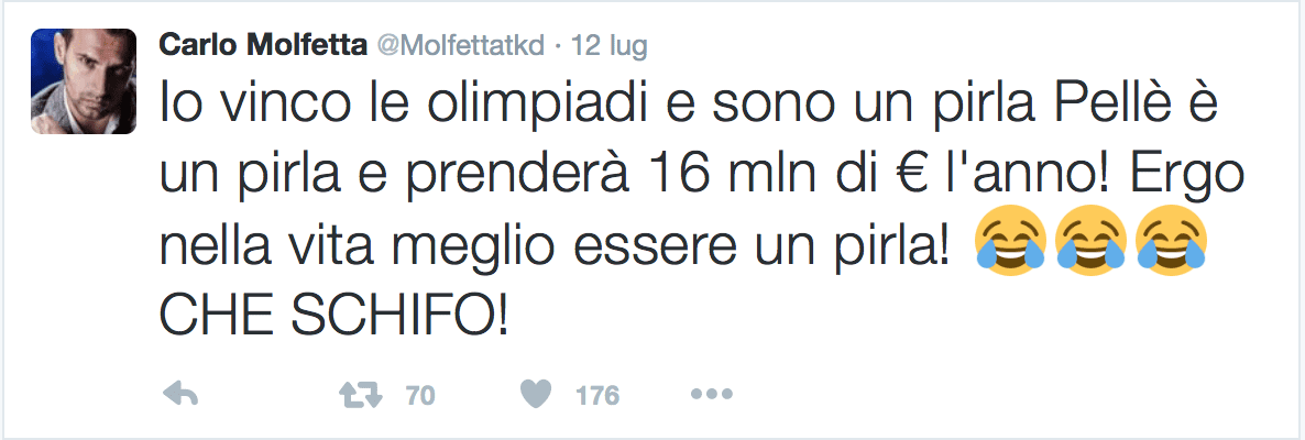 Tweet di Carlo Molfetta