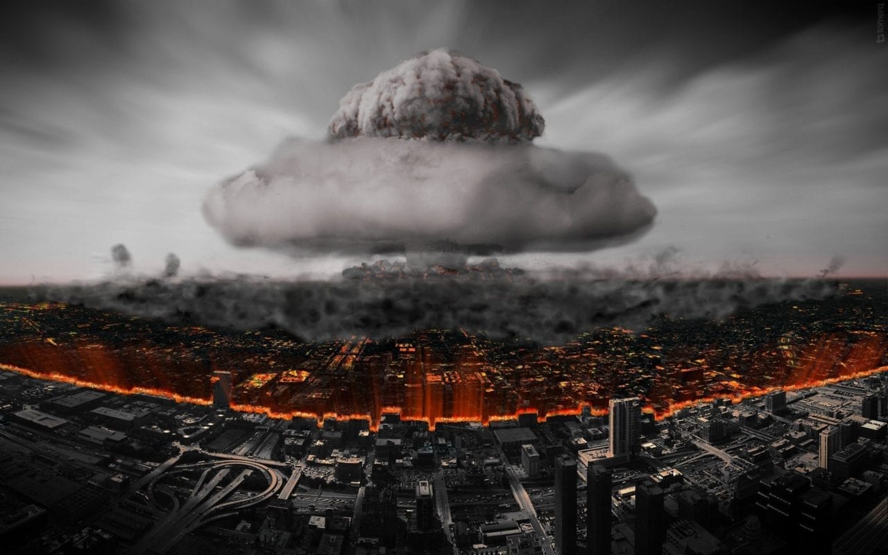 Esplosioni-nucleari-città-fumo-fine-del-mondo