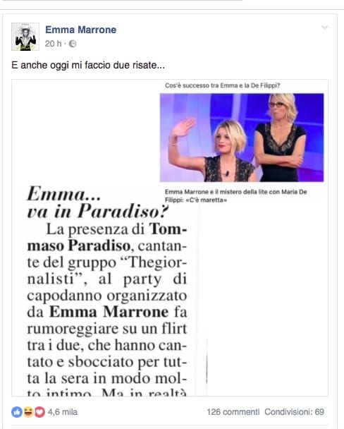 Emma Marrone contro i giornalisti smentisce i gossip su di lei [FOTO]