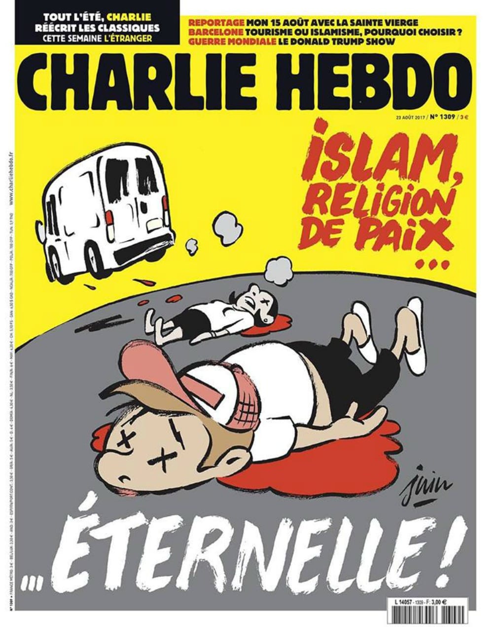 Charlie Hebdo: copertina shock sull'attentato di Barcellona, polemica mondiale