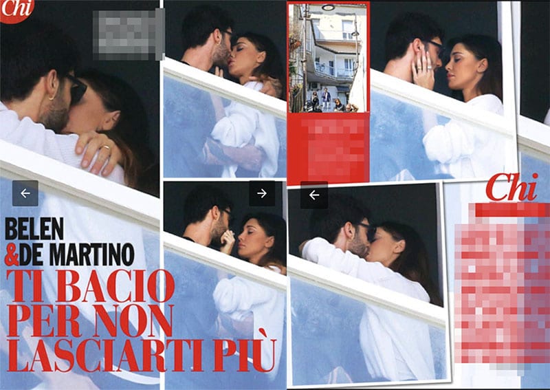 Belen e Stefano De Martino, baci al balcone a Napoli: foto