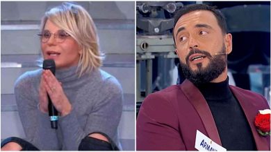 Maria De Filippi (web source) e Armando Incarnato (screenshot WittyTv) nello studio di Uomini e Donne - Velvetgossip